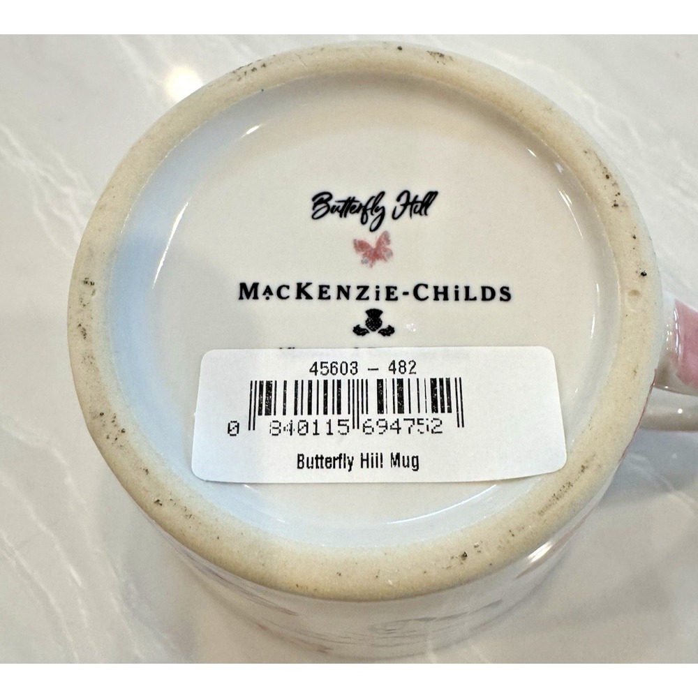 MacKenzie Childs Butterfly Hill Mug Floral Butterfly 8oz New in Box - Picture 5 of 9